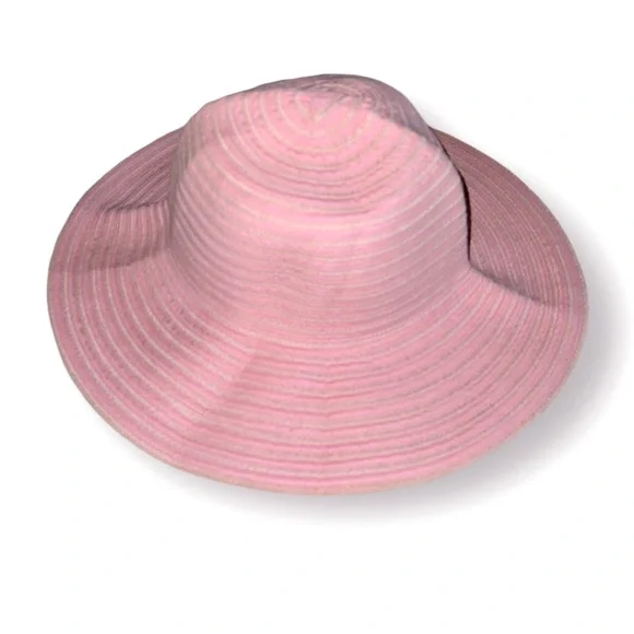 🛍️SALE🛍️ Packable Wide Brim Crotchet Bucket Sun Hat in Baby Pink - Picture 3 of 7